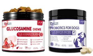 glucosamine for dogs, joint supplement for dogs with chondroitin, msm, omega-3, probiotics for dogs, 6 billion cfus, freeze dried dog probiotics with prebiotics and digestive enzymes