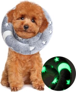 hombys soft dog cone for dogs and cats, glow in the dark design claming dog, adjustable dog collar alternative after surgery, protective elizabethan collar for dogs recovery and stop licking,l