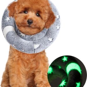 HOMBYS Soft Dog Cone for Dogs and Cats, Glow in The Dark Design Claming Dog, Adjustable Dog Collar Alternative After Surgery, Protective Elizabethan Collar for Dogs Recovery and Stop Licking,L