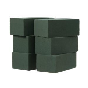 Crafare 6x3x2.5 Inch Wet Floral Foam Blocks Rectangle Small Size Foam Bricks for Fresh Artificial Flower Arrangements Wedding Centerpiece Party Home Decoration Pack of 6 Green