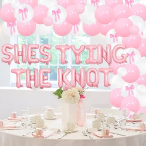 86Pcs She's Tying the Knot Bachelorette Party Decorations - Bow Garland Arch Kit She's Tying the Knot Letter Foil Balloon for Girls Bachelorette Party Bridal Shower Engagement Wedding Party Supplies