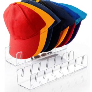 railonch hat stand organizer for baseball caps, 2pack no install clear acrylic hat holder for 14 baseball caps, hat racks display storage for bedroom, closet, dresser