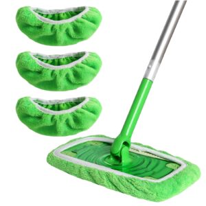 zhayao reusable 100% coral fleece mop pads compatible with swiffer sweeper mop, 3 pack dry sweeping cloths & wet mopping cloths, washable mop pads for hardwood floor cleaning (mop is not included)