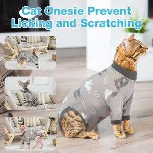 DENTRUN Cat Surgery Recovery Suit Female Male Cats Spay/Neuter Suit Soft Onesie After Surgery, Kitten Surgical Collar Cone Alternative Shirt, Abdominal Wounds Anti-Licking Cat Body Suit Post Surgery