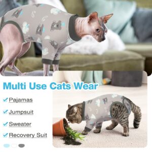 DENTRUN Cat Surgery Recovery Suit Female Male Cats Spay/Neuter Suit Soft Onesie After Surgery, Kitten Surgical Collar Cone Alternative Shirt, Abdominal Wounds Anti-Licking Cat Body Suit Post Surgery