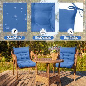 Sintuff 44 x 21 x 4 Patio Chair Cushions Outdoor Indoor Seat/Back Chair Cushions Tufted Pillow with Ties All Weather Replacement Cushions Patio Furniture Cushions Outdoor Furniture(Blue,6 Pcs)