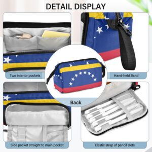 Vozoza Classic Traditional Flag Venezuela Pen Bag Big Capacity Pencil Case with Zipper Pencil Pouch Pen Cases Organizer for Adults