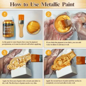 Wadities Acrylic Paint Metallic Gold, 250ml Gold Leaf Paint for Art Painting, Ideal for Canvas, Wood, Clay, Fabric, Ceramic, Stone, Glass Craft Supplies