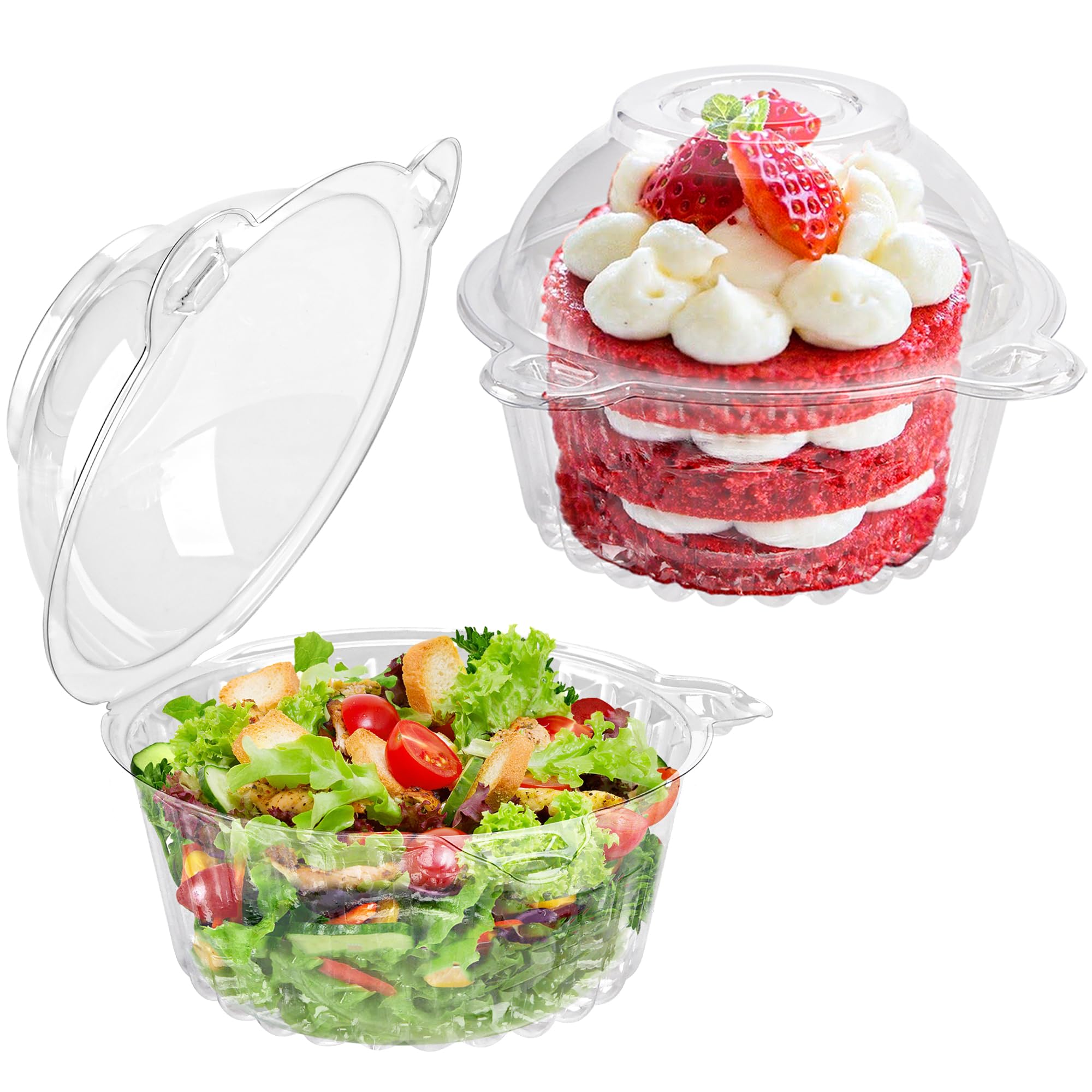 NPLUX 50 Pack Individual Cupcake Containers Plastic Cupcake Holders Deep Dome Cupcake Carrier