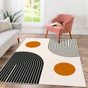 tyrot mid century modern 5x7 rug washable boho rainbow area rugs non slip contemporary thin low pile classroom rugs for living room bedroom minimalist abstract sun floor carpet for nursery dining room