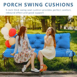 5" Thick Waterproof Porch Swing Cushion 60 x 40 in 3 Seater Replacement Outdoor Swing Cushions with Back Support Patio Swing Cushion for Outdoor Bench Furniture