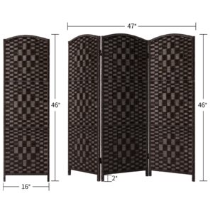 HALLYBEE Small Room Divider Privacy Screen Folding Room Divider Wall,46" Tall Room Dividers and Folding Privacy Screens, 3 Panel Dark Mocha Room Separator Partition Room Dividers, Temporary Wall