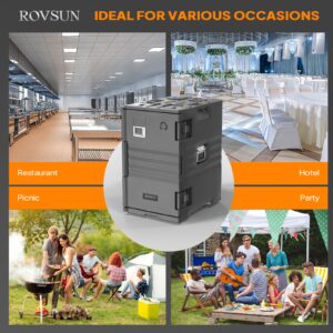 ROVSUN 109 QT Insulated Food Pan Carrier, Hot Box Food Warmer w/Wheels Double Buckles and Handles, Stackable Hot Boxes for Catering Restaurant Canteen Family Party