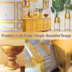 Wadities Acrylic Paint Metallic Gold, 250ml Gold Leaf Paint for Art Painting, Ideal for Canvas, Wood, Clay, Fabric, Ceramic, Stone, Glass Craft Supplies