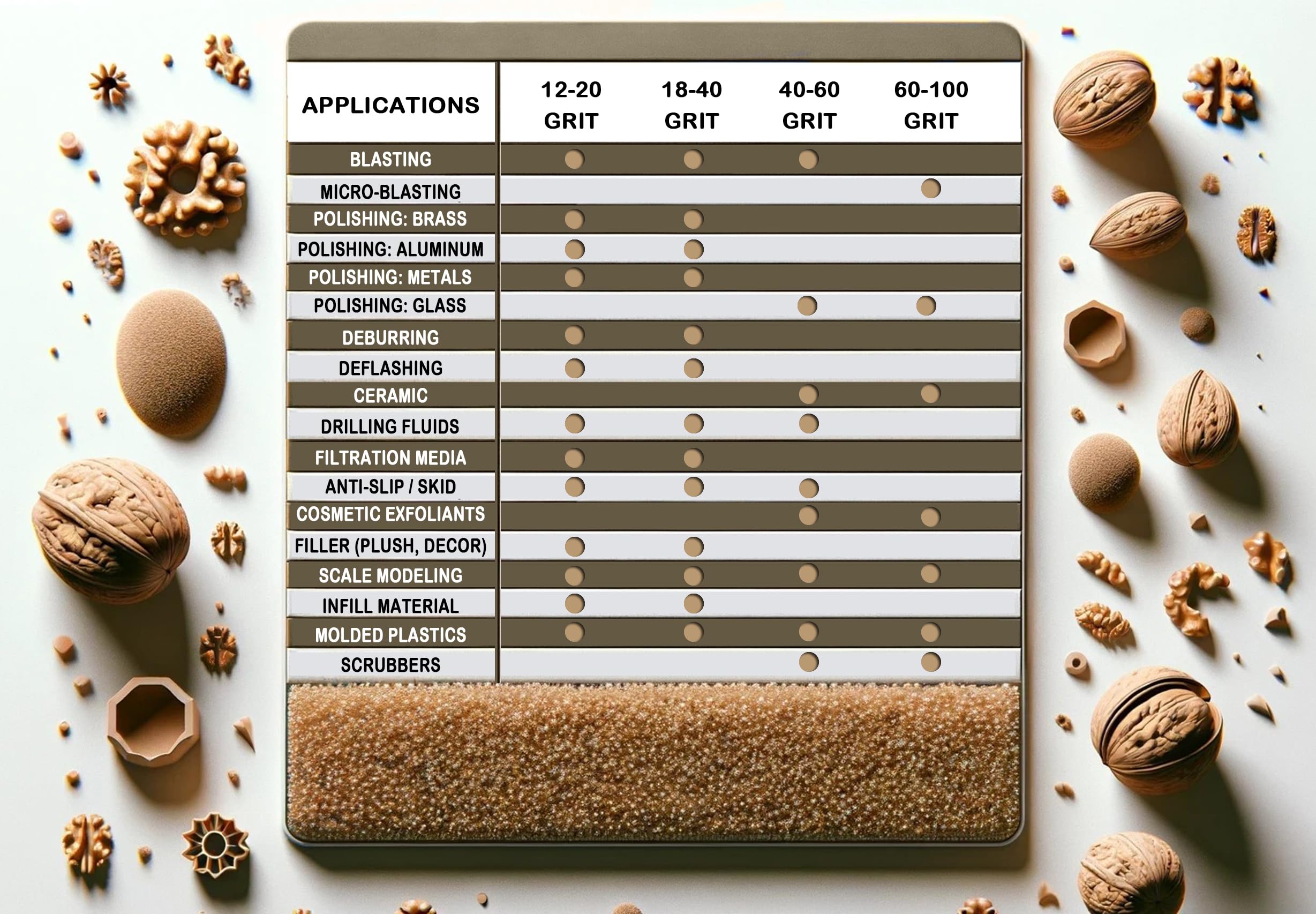 GRITSMITH 18-40 Grit Ground Walnut Shell Media (5 LBS / 2.3 KG) - Fine Grit for Tumbling, Blasting, Vibratory, Polishing, Deburring, Anti-Skid, Fillers