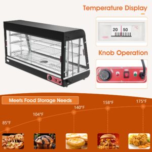 Countertop Food Warmer,48" Three Tier Commercial Warmers for Food Display, Glass case, with LED Lighting Removable Shelves Pastry for Buffet Restaurant