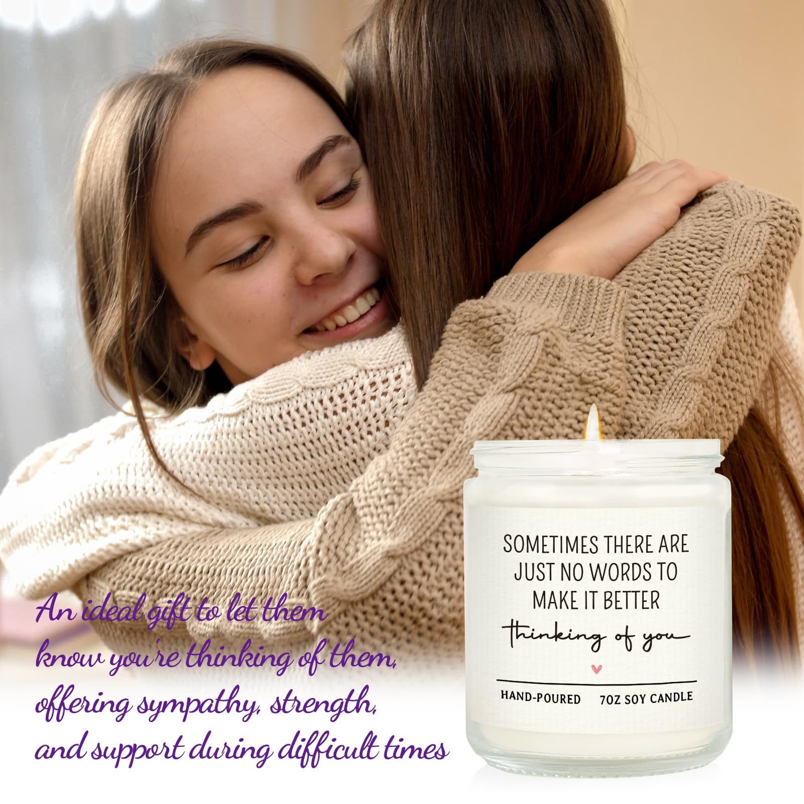 Craftique Sympathy Candle Gift, Sorry for Your Loss Gifts, Bereavement Gift Ideas, Thinking of You Gifts for Women Men, Condolences, Grief Gifts for Hard Times, Handmade Lavender Soy Wax Candle, 7oz