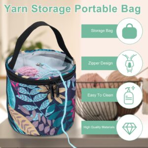 LAINIUTE Yarn Storage Bag with Zipper Portable Foldable Knitting Tote Bag with Anti-Slip Handle Knitting Project and Accessories Bag for Knitting Lovers Crochet Beginners (3Pcs)