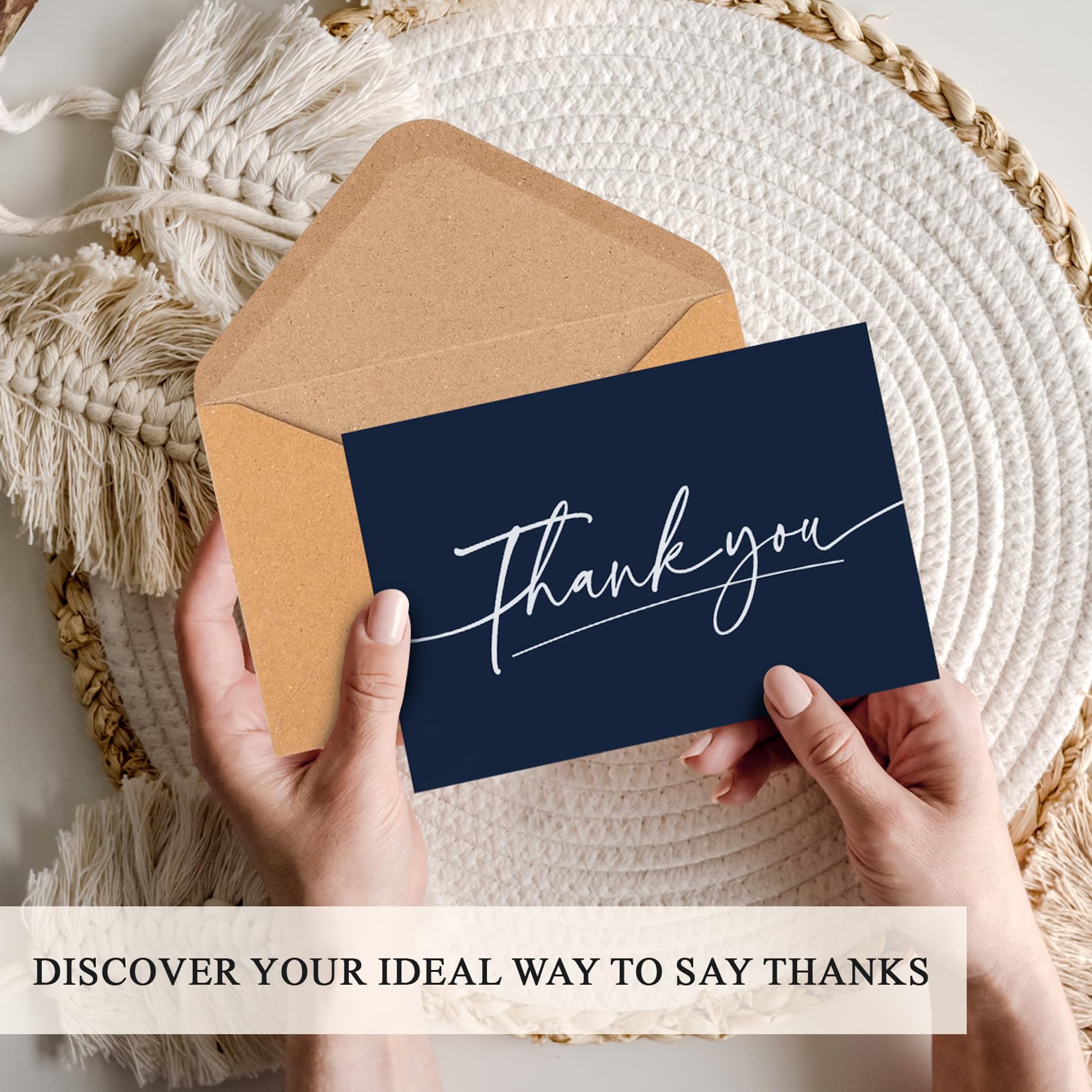 Thank You Cards With Envelopes 24 Pack, 4x6 Inch Thank You Cards Bulk with Elegant Design, Thank You Notes for Small Business, Wedding, Baby Shower, Graduation, Funeral, Bridal Shower - Navy Blue