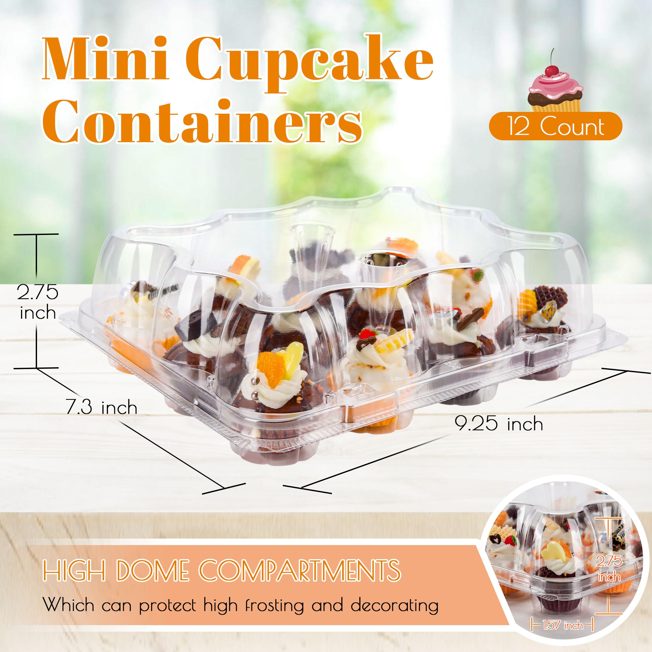 NPLUX 12 Count Mini Cupcake Containers 20 Pack Cupcake Holder with Detachable Tall Dome Lids Mini Plastic Stackable Cupcake Boxes for 240 Cupcakes, BPA Free