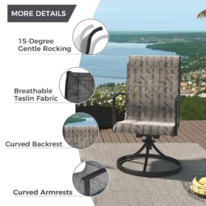 Grand patio Outdoor Dining Swivel Rocker Chairs, Patio Sling Rocking Chair Set of 2, Patio Chairs for Dining Set, Black & Grey Plaid