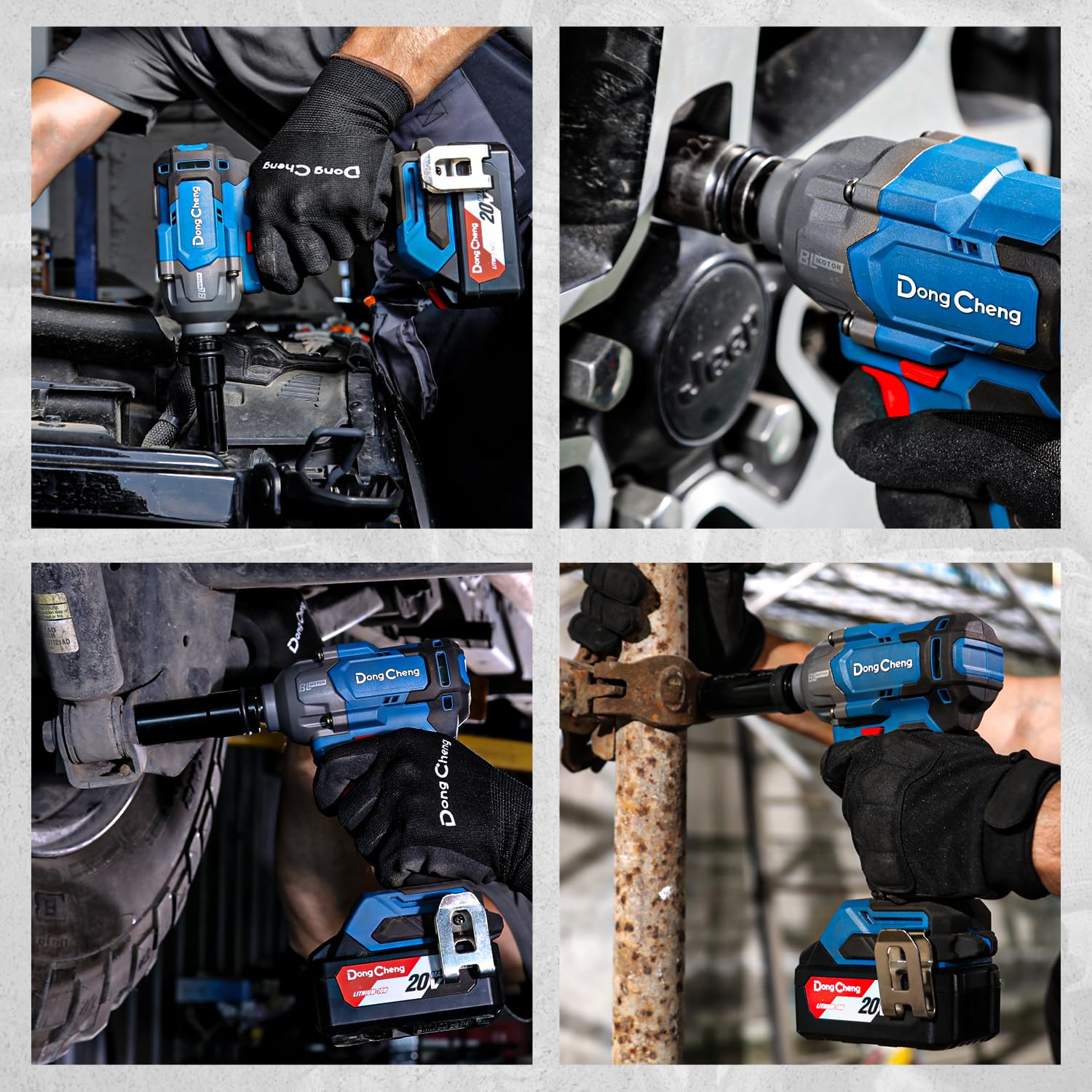 Dong Cheng 20V Cordless Impact Wrench, Max Torque 360 ft-lbs (488N.m), 1/2 inch with 3 Mode Speed, 2400 RPM Brushless Impact Gun, Includes 4.0Ah Battery, Charger, 4 Impact Sockets and Kit Bag