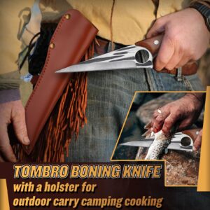 TOMBRO Boning Knife for Meat Cutting, 6 Inch Super Sharp Deboning Knife,Full Tang Fillet Knife with Ergonomic Rosewood Handle,Versatile Deboning Knife With Gift Box,Meat Trimming Butcher Knife