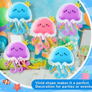 VercanMonth 6 Pcs 36 Inch Jellyfish Balloons Inflatable Jellyfish Octopus Sea Party Decorations Mermaid Party Decoration Baby Shower Decoration Supplies, in Pink Blue Purple