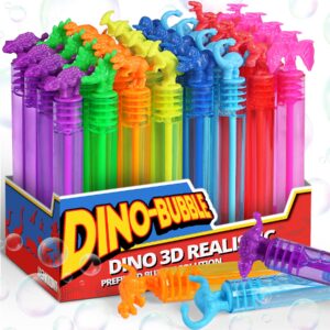 dinosaur birthday decoration, 3d detail mini bubble wands bulk 32 pack, neon dino party favors supplies for kids, pinata filler goody bag stuffers, carnival prizes, treasure box toys gift for girl boy