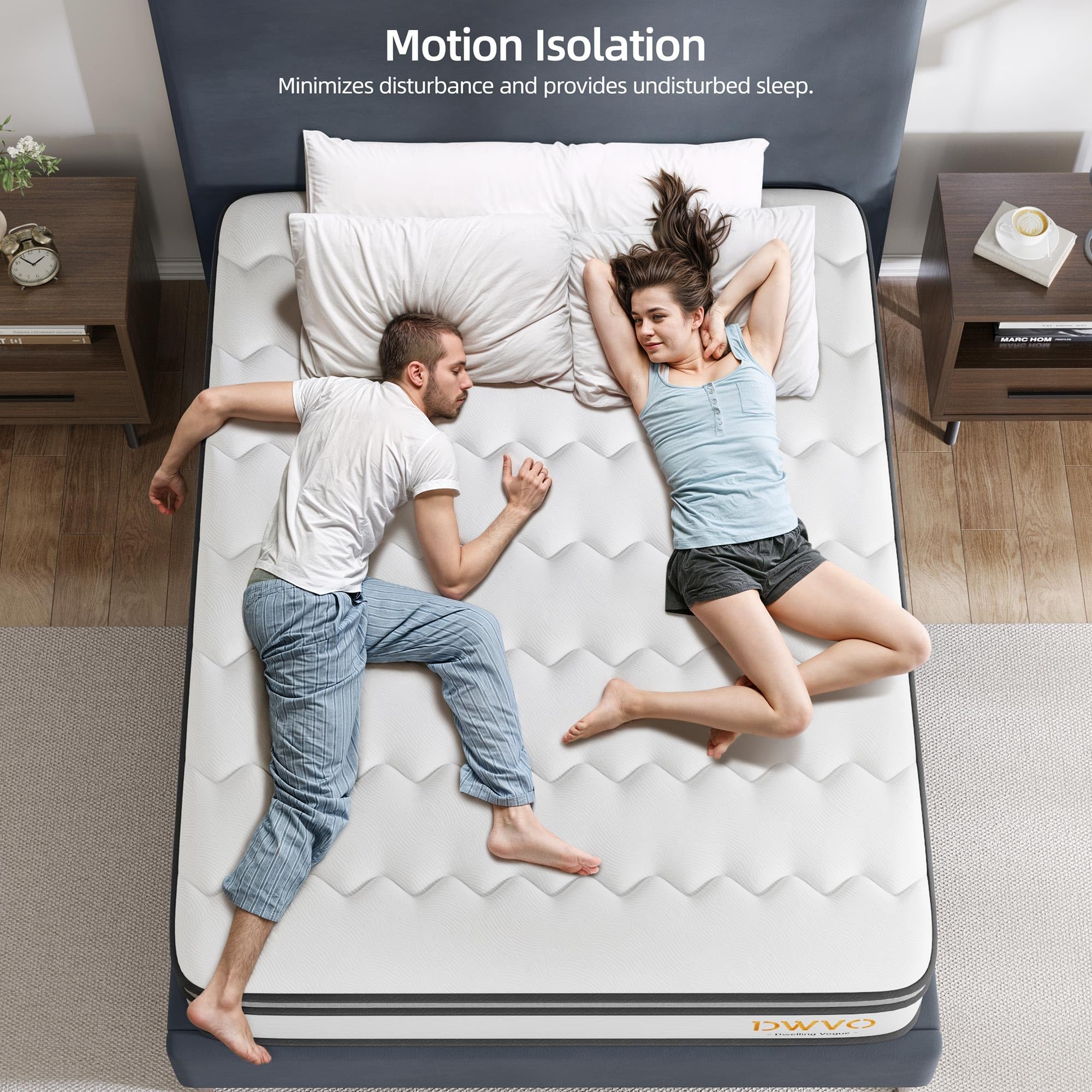 DWVO Queen Size Mattress, 12 Inch Memory Foam Mattress Queen, Hybrid Mattress in a Box with Pocket Spring Coils for Motion Isolation, Edge Support, Quiet Sleep, CertiPUR-US