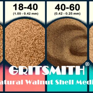 GRITSMITH 18-40 Grit Ground Walnut Shell Media (5 LBS / 2.3 KG) - Fine Grit for Tumbling, Blasting, Vibratory, Polishing, Deburring, Anti-Skid, Fillers