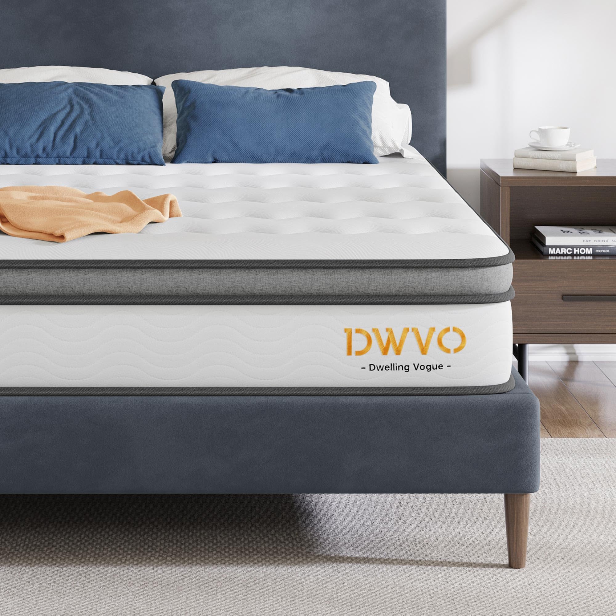 DWVO Queen Size Mattress, 12 Inch Memory Foam Mattress Queen, Hybrid Mattress in a Box with Pocket Spring Coils for Motion Isolation, Edge Support, Quiet Sleep, CertiPUR-US