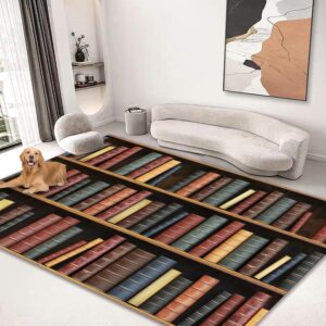 kksme large area rug 5'x6' carpet for bedroom living room kids room home decor entryway indoor rugs mat non slip vintage bookshelf