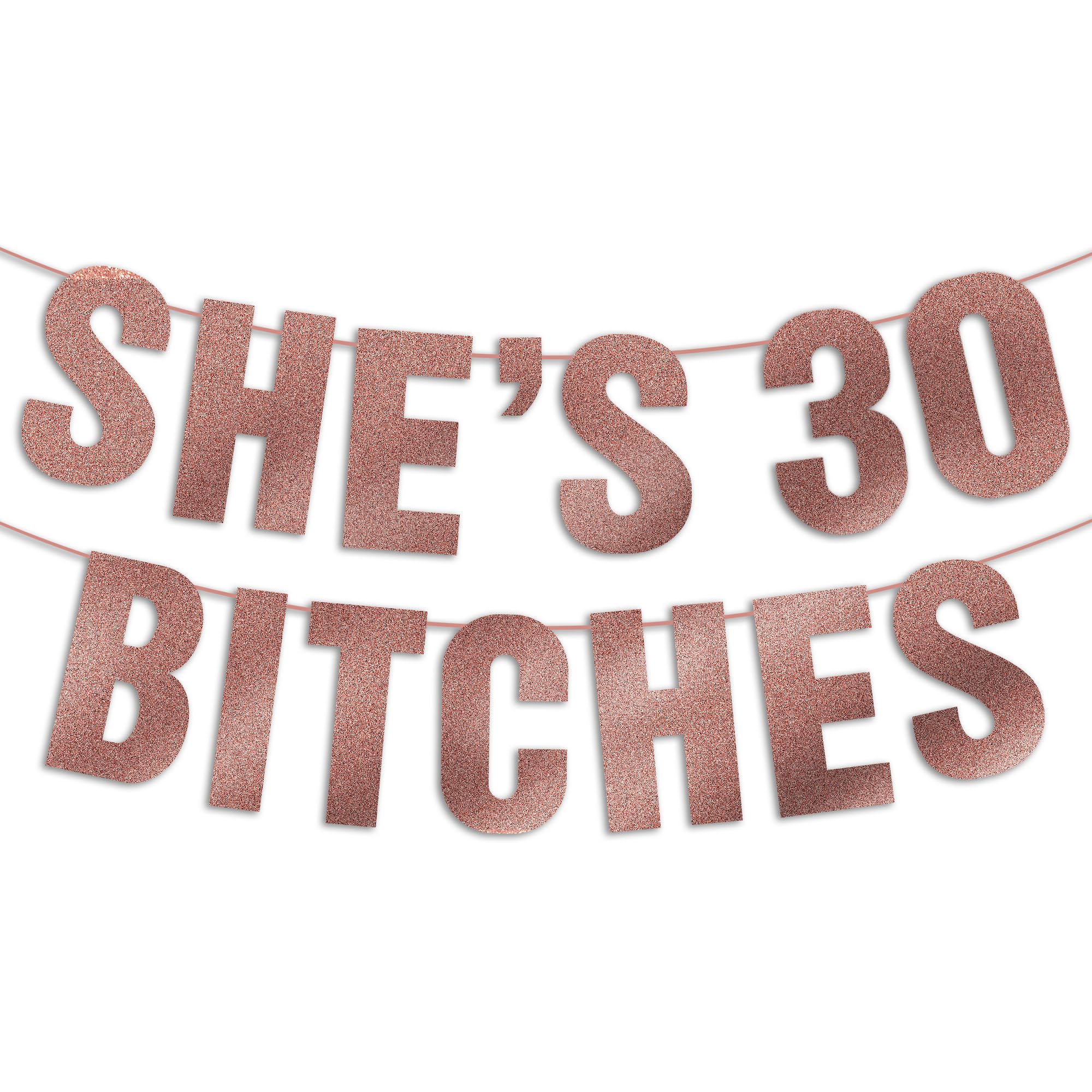 JunyRuny 30th Birthday Banner- Rose Gold Glitter , 30th Birthday Party Decorations for Women, 30th Birthday Decorations for Her, Dirty Thirty Birthday Decor, Funny 30th Birthday Sign, 30th Birthday Gifts for her