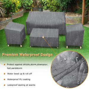 STARTWO Patio Furniture Covers 4 Piece Set Outdoor Furniture Covers Waterproof, Heavy Duty 600D Patio Furniture Set Cover for Chairs, Couch, Table Coffee, Grey