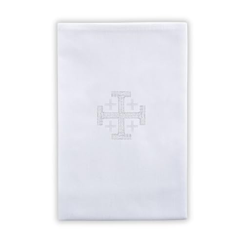 Trinity Church Supply Jerusalem Cross Embroidered Lavabo Towel Set - Pure Linen, Absorbent, 11x17, for Liturgical Use - Pack of 4