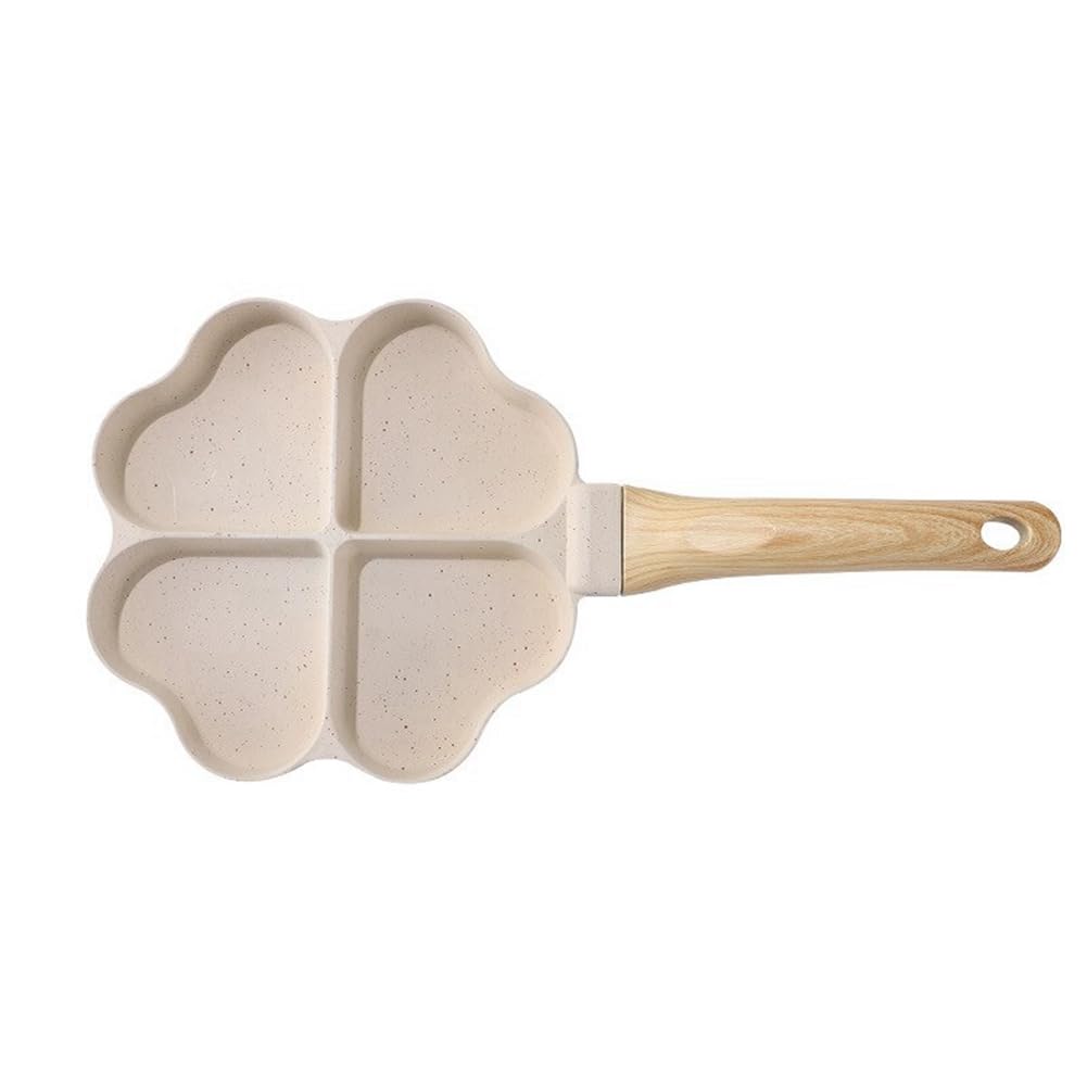 Pasuihcay Heart Shaped Egg Pan Mini Egg Dumpling Pan Hamburger Steak 4 Grid Breakfast Pan, White