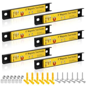 ucinnovate 8” magnetic tool holder, 6 pack heavy duty magnetic screwdriver organizer tool holder strips, magnetic strip holder workbench storage, magnet tool organization bar for wall garage wrenches