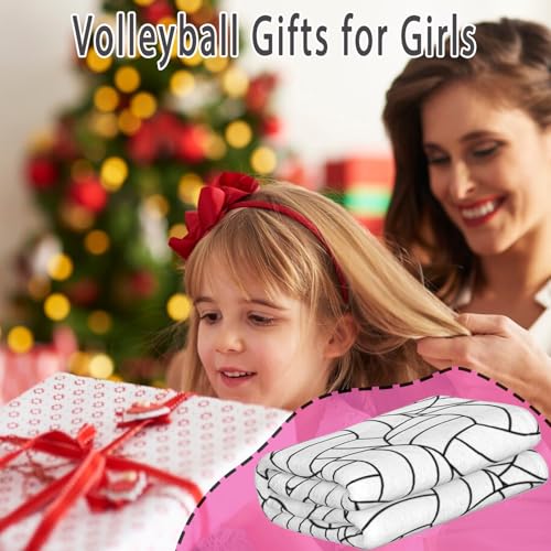 Niopos Volleyball Blanket Volleyball Gifts for Girls Teens Volleyball Stuff Lovers Team Gifts White Volleyball Fleece Blankets Girls Women (Light Black and White, 40x50 inch, Volleyball-Stripe)