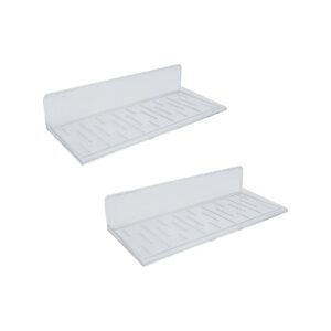 farboat 2pcs acrylic floating shelves adhesive wall mount mini shelf no drill for light-weight use in bathroom kitchen living room (9-3/4in transparent)