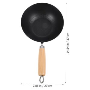 PRETYZOOM Wok Pan Wrought Iron Wok Pan Stir Fry Pan Flat Bottom Chinese Pow Wok Japanese Cookware Nonstick Single Person Wok for Kitchen