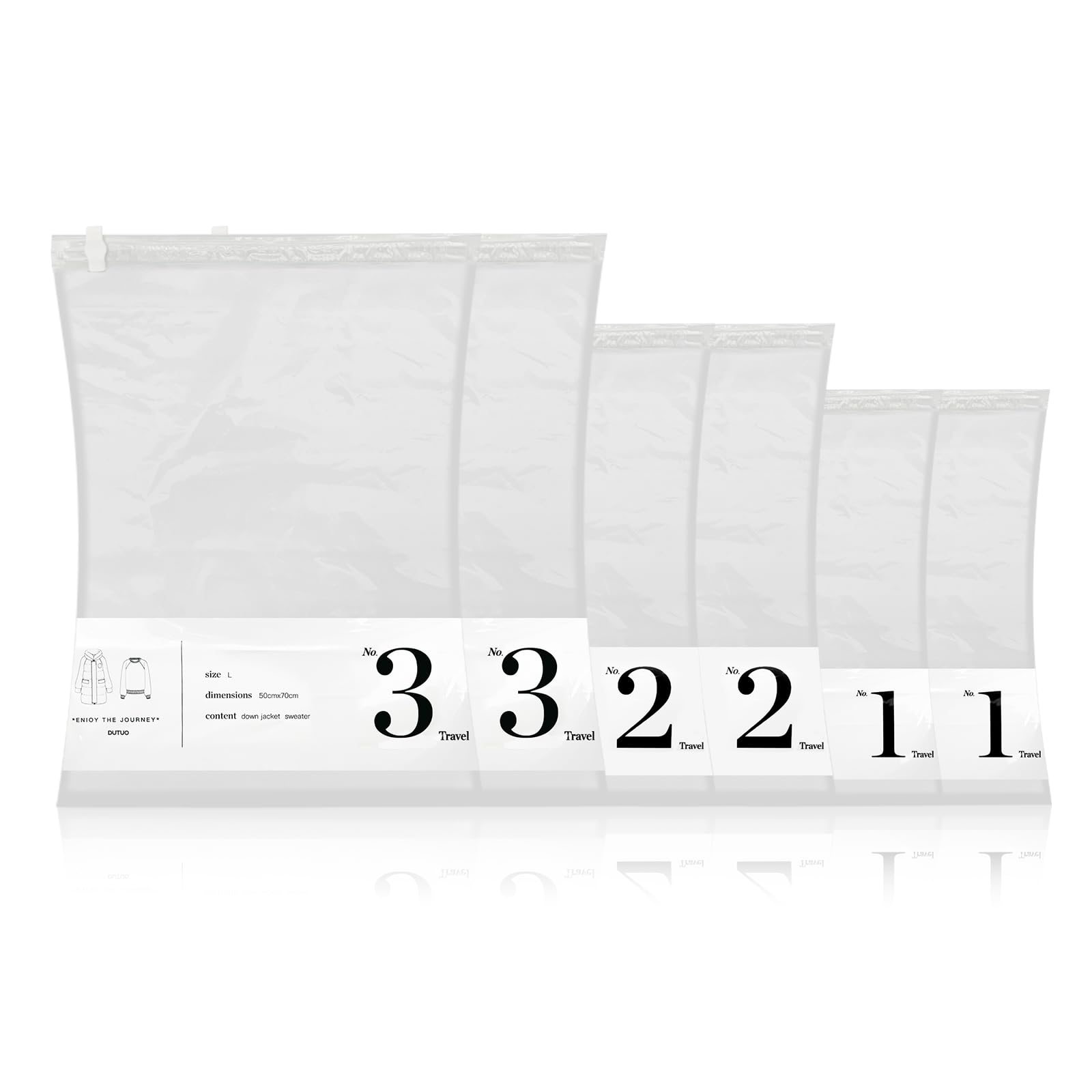 WisePoint 6 Pack Roll-up Compression Bags for Travel, Space Bags Vacuum Storage Bags Vacuum Sealed with Double Zipper, Vacuum Seal Bags for Clothing Travel Blankets (6)