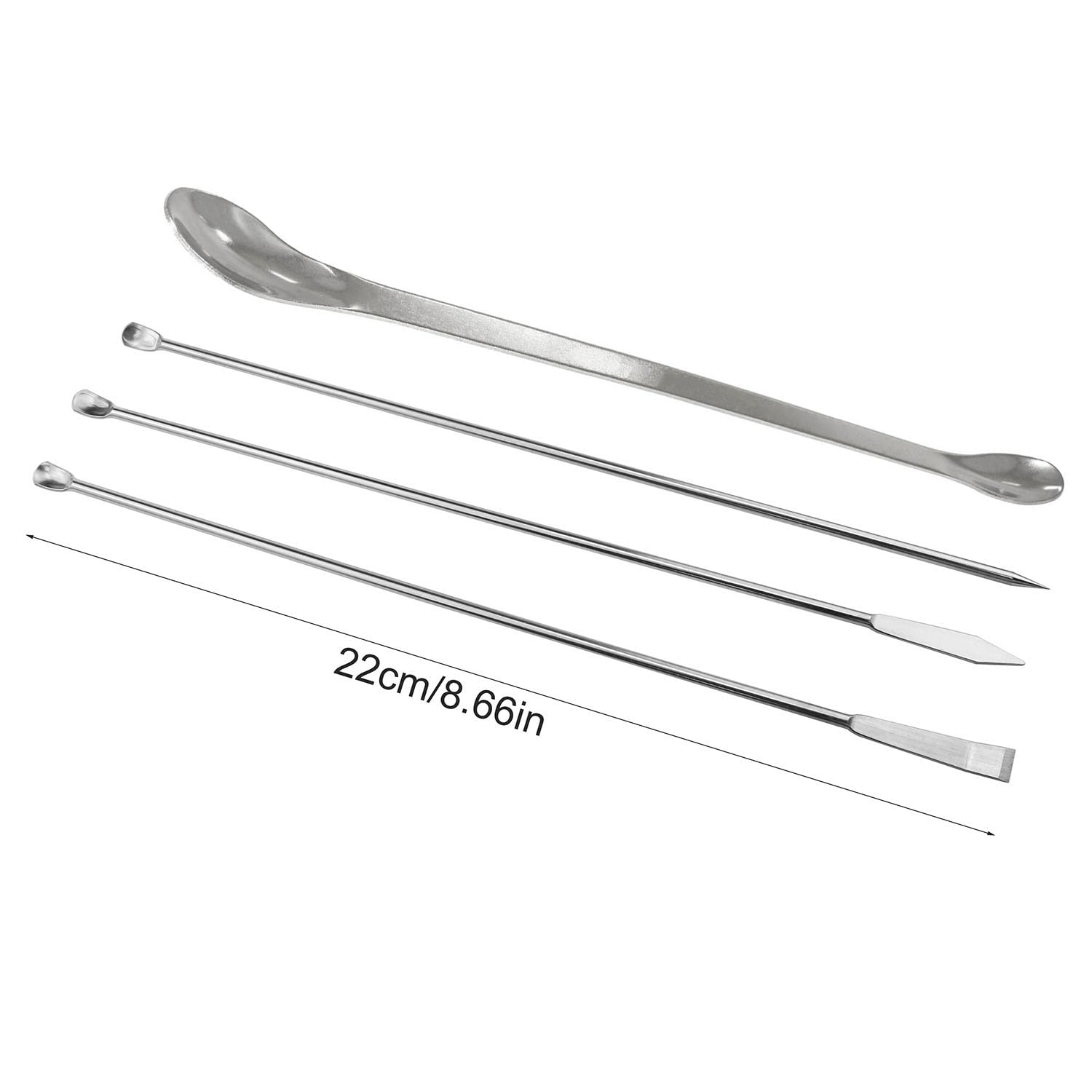 Zangc Stainless Steel Micromedicine Spoon Lab Sampling Scoop Spatulas Combination Reagent Spoon Lab Supplies -4PCS