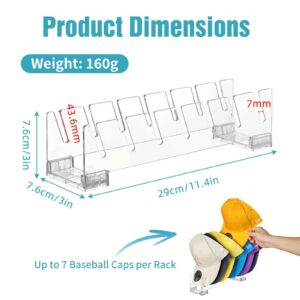 SUHERCBD Hat Stand for Baseball Caps, 2Pcs No Install Hat Acrylic Organizers Hat Storage for 14Caps,Hat Racks for Baseball Caps Display and Organizer for Bedroom, Closet, Dresser, Office