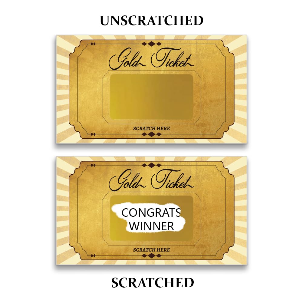 PLIGREAT 120 Pieces Gold Ticket Scratch Off Cards Stickers, Blank Gift Certificates Scratch Cards Scratch Off Tickets DIY Coupon Cards for Small Business, Holiday, Bridal Shower Activity, Party Supply