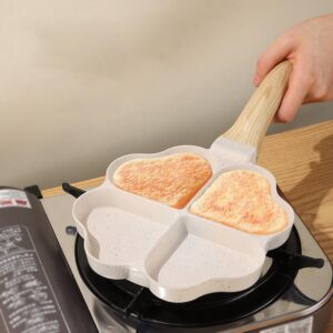 Pasuihcay Heart Shaped Egg Pan Mini Egg Dumpling Pan Hamburger Steak 4 Grid Breakfast Pan, White