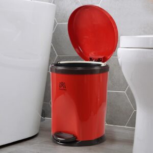 Fabnati 10 L Round Plastic Pedal Trash Can, Red Garbage Can with Foot Pedal