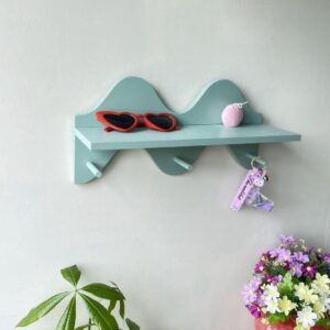 cozifycasa Floating Shelves for Wall Shelf with Hooks Key Holder Purse Rack Hanger Wood Small Cute Shelf for Bathroom Bedroom Game Room (sage Green)