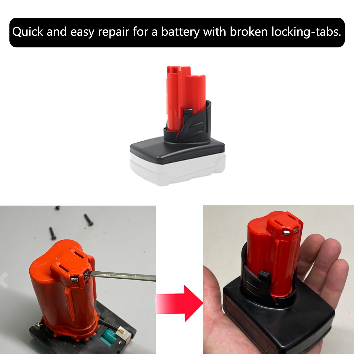 2 Set Battery Case Top Cover Replacement Parts Compatible with Milwaukee M12, Battery Top Plastic Case Replacement for M12 3.0 48-11-2412 48-11-2402 4.0 48-11-2440 6.0 48-11-2460