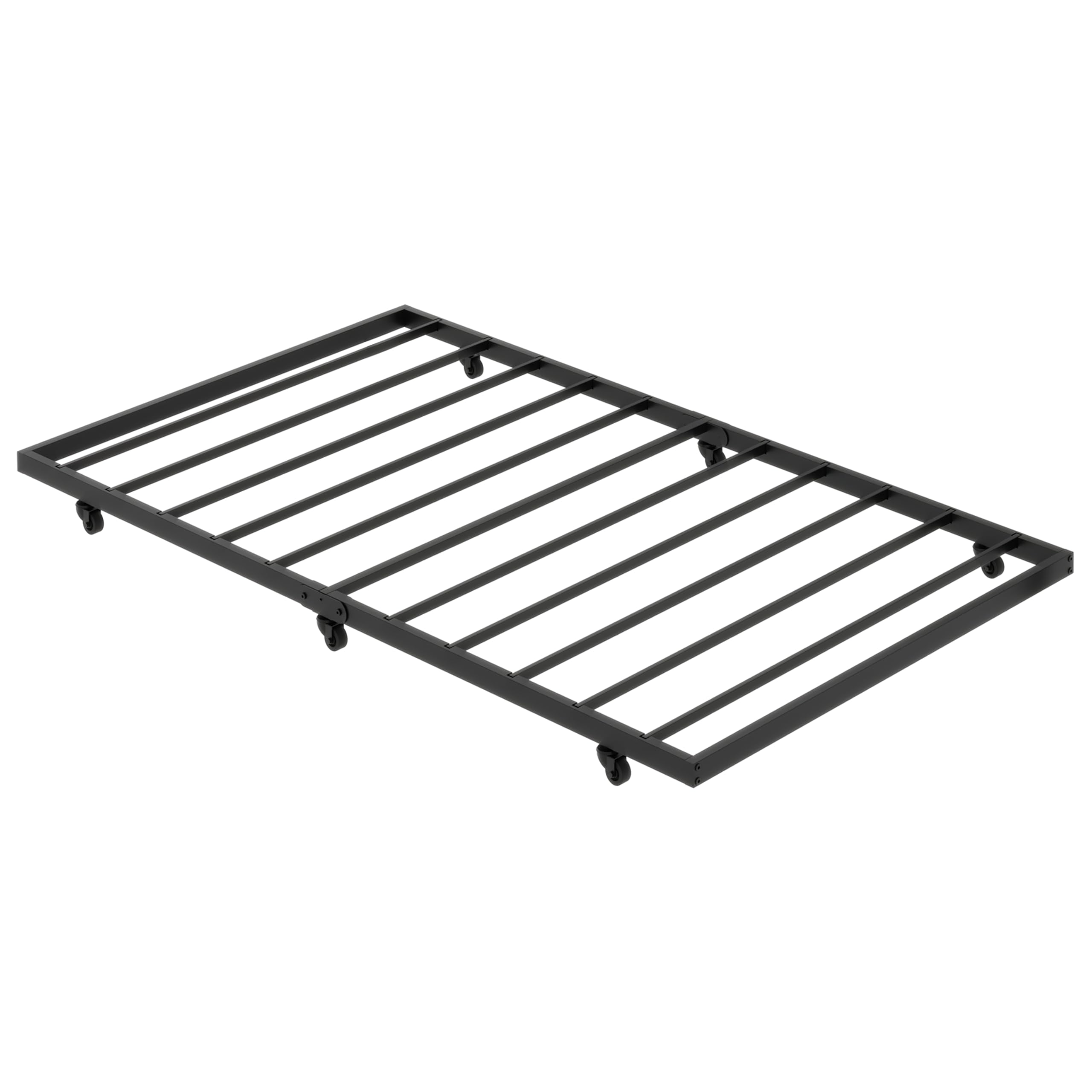 Twin-Trundle-Bed-Frame - Roll Out with Lockable Wheels,Heavy Duty Metal Steel Frame,Easy to Assemble(Black)